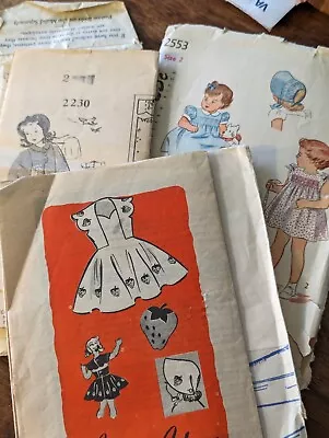 Vintage Girls Toddlers Sewing Patterns 1940s 1950s Lot X4 Sz 1/2-4 Cut • $15