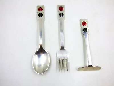 Scarce Danish Sterling Silver Enamel MCM Childs' Utensil Set • $115