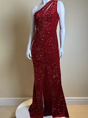 Romagic Sequin Stretch Dress Split Mermaid Maxi Gown Sz XL Red.  (76) • $38