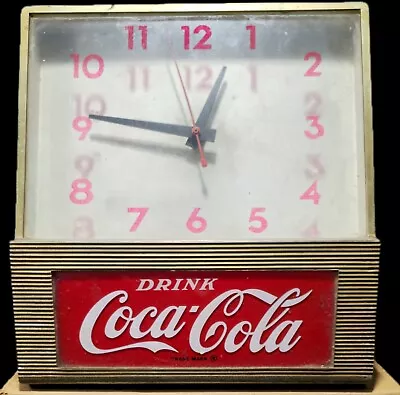 Vintage Drink Coca-Cola Clock Light Lamp Sign Coke Antique Advertising  • $225