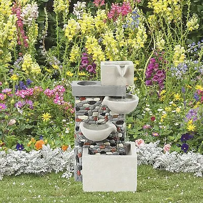 £124.95 • Buy Cascading Water Fountain With Pebble Wall GardenKraft Feature Barrel Fountain