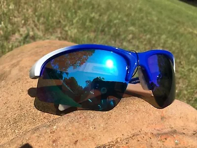 Maxx HD Sunglasses Domain HDP White Blue Polarized Golf Smoke Mirrored • $19.95