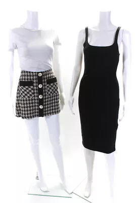 Zara Womens Check Print Buttoned Textured Mini Skirt Dress Black Size M Lot 2 • $34.99