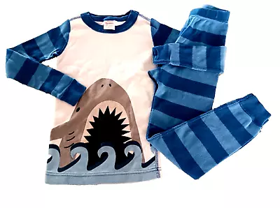 Hanna Andersson PJ Set 6-7y  Shark  Blue On Blue Stripes 100%Organic Cotton • $14.99