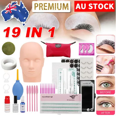 19PCS Eyelash Extension Kit Mannequin Head Training False Eye Lashes Grafting OZ • $34.85