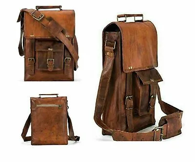 Genuine Leather Shoulder Bag Messenger Vintage Man Organizer Tote WalletPurse • $56.90