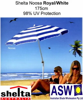 $46.50 • Buy Shelta NOOSA 180cm UPF50+ BEACH UMBRELLA Sun Shade - VARIOUS COLOURS