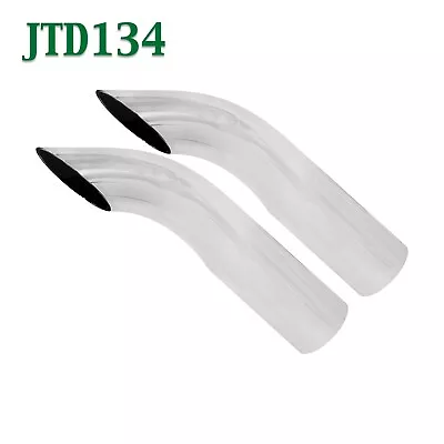 JTD134 PAIR 1.75  Chrome Turn Down Exhaust Tips 1 3/4  Inlet 2  Outlet 8  Long • $41.27