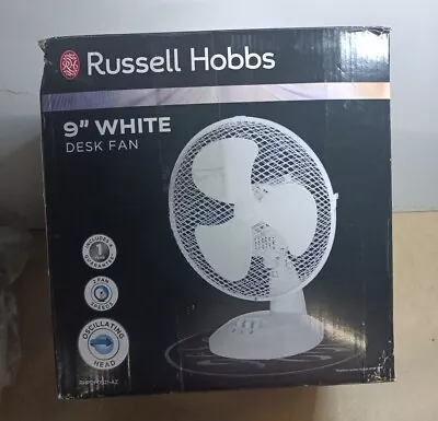 Russell Hobbs 9  Inch Portable Desk Fan 2 Speeds Wide-Angled Oscillation... • £16.99