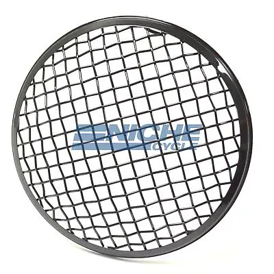 Gloss Black 7  Steel Motorcycle Headlight Mesh Grill Cover Guard • $29