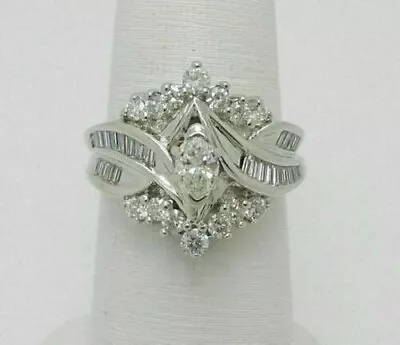 2Ct Marquise Cut Simulated Diamond Solitaire Wedding Ring 14K White Gold Finish • $99.40