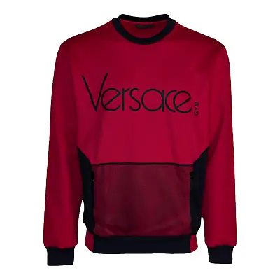 Versace Men's Gym Crewneck Sweatshirt AUU17001 AP00176 Red - BRAND NEW W/TAGS • $279