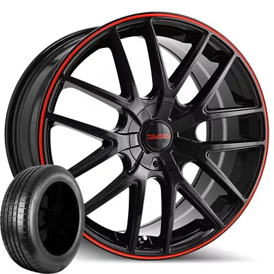 (Set Of 4) Touren TR60 16x7 5x112/5x120 Black/Red Rims W/205/55R16 Kenda Tires • $895.99