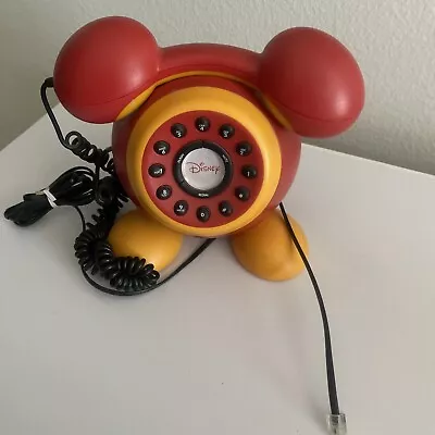 Vintage Disney Red & Orange Push Button Corded Telephone Phone  • $28