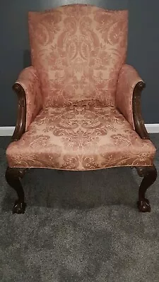 Kittinger Antique Ball And Claw Wing Fabric Armchair  • $800