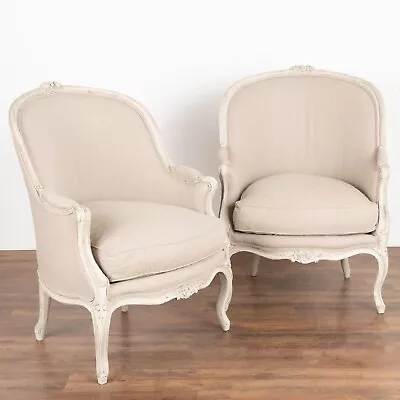 Pair Gustavian White Painted Arm Chairs Sweden Circa 1880 • $4850