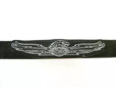 Harley Davidson Motorcycles Logo Eagle Black Leather Belt Made In USA Men's 42 • $49.99