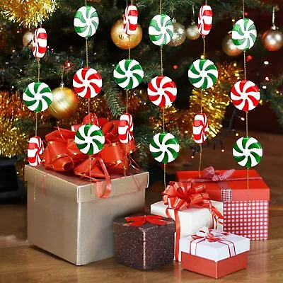 10pcs 3D Lollipop Candy Cane Christmas Tree Hanging Ornaments Party Home Decor • £2.53