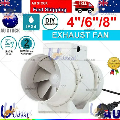 4 6 8  Inch Silent Extractor Fan Duct Exhaust Vent Industrial Air Circulation AU • $42.85