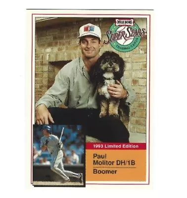 Paul Molitor Milk Bone Super Stars 1993 Limited Edition Base Ball Card • $1.30