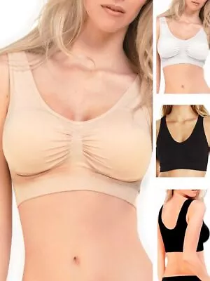 Comfortisse Comfort Full Soft Cup Bra Padded Stretch Crop Top Seamless Lingerie • £3.50