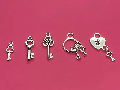 £1.15 • Buy Tibetan Silver Key Charms - 10 Per Pack - Choose Design 