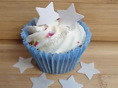 24 Edible Christmas Stars Wafer Cupcake Topper Decorations Precut & Free Postage • £2.89