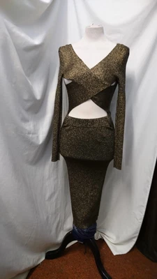£13.50 • Buy River Island Bronze Cut Out Body Con Dress Size 8  - Rspca Charity P