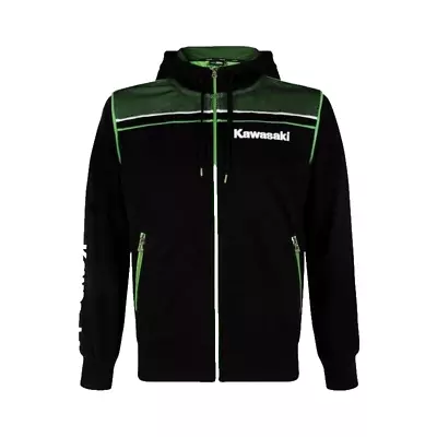 Kawasaki Sports Hooded Sweatshirt Zipped Hoodie - Black/Green • £48.99