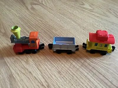 Vintage 1980 Mattel First Wheels Metal Train 3 Pc Engine Caboose Freight Car • $7.99