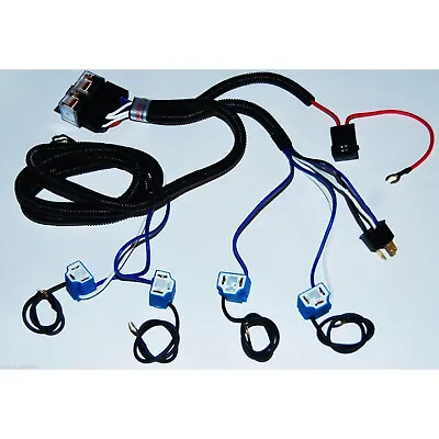 Ceramic H4 Relay Wiring Harness 4 Headlight Headlamp Light Bulb Socket Plugs 4X6 • $44.95