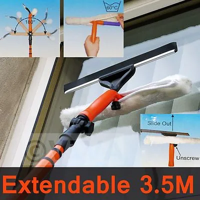 £15.49 • Buy 3.5m Telescopic Window Cleaner Kit Window Cleaning Equipment Squeegee Soft Head