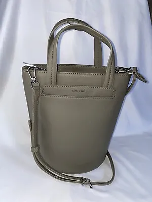 MATT & NAT Beige / Grey Vegan Bucket Faux Leather Shoulder Bag Handbag • £15.99