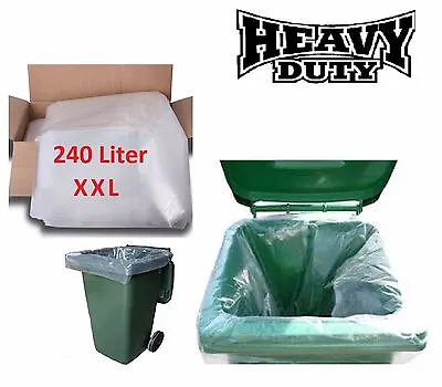 £27.99 • Buy Clear Wheelie Bin Liners Strong Heavy Duty Rubbish Sack Big Refuse Bin Bags