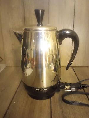 Farberware Superfast Coffee Pot Percolator 2-8 Cup Chrome FCP280 Complete Works • $25