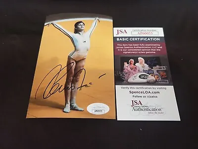 Nadia Comaneci Signed 4x6 Photo Olympic Gymnastics Legend Gold Medal JSA Auth #6 • $29.99