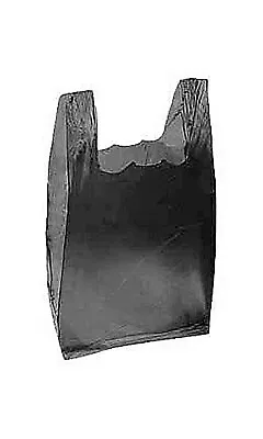 Small Black Plastic T-Shirt Bags - 8” X 5” X 16” - Case Of 2000 • $67.80