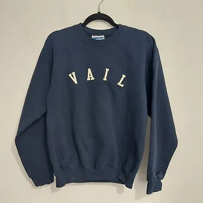 Vail Vintage 90s Colorado Blue Crewneck Sweatshirt Adult Size S Cotton  • $24.95