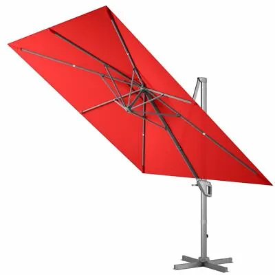 3M Patio Cantilever Parasol 360° Rotation Sun Umbrella Garden Roman Parasol Red • £169.95