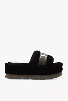 UGG Women's Fluffita Clear Slippers Black Platform Slides 1131971 Sandals 10 • $52.99