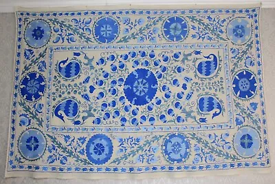 Hand Embroidered Suzani TextileUzbek Tapestry Wall Hangingtableclothbedspread • $188.99