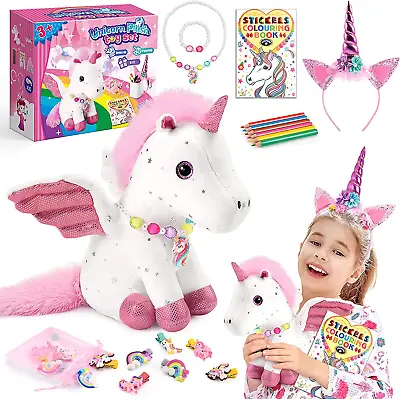 EUCOCO Unicorn Gifts For Girls Age 3-8 Unicorn Soft Toys For 3 4 5 Year Old Set • £14.59
