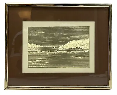 Manifestations Inc Optical Illusion Art Beach Scene Gold Foil Print Frame 10 X 8 • $58.50