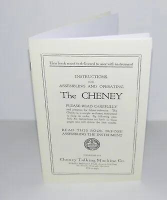 The Cheney Phonograph Gramophone Instruction Manual Reproduction • $18