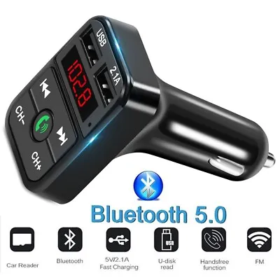 Bluetooth 5.0 Car Wireless FM Transmitter Adapter 2USB PD Charger AUX Hands-Free • $7.69