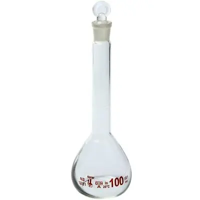 100ml Volumetric Flask 3.3 Boro Glass Ground Stopper Karter Scientific • $6.99