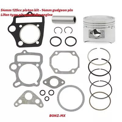 125cc 54mm Piston Ring Set -14mm Pin. Pit Dirt Quad Bike Top End Lifan Engine • £18.99