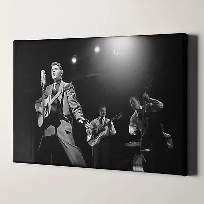 Elvis Presley On Stage 1950s Music Singers Celebrities Canvas Wall Art Print • $49