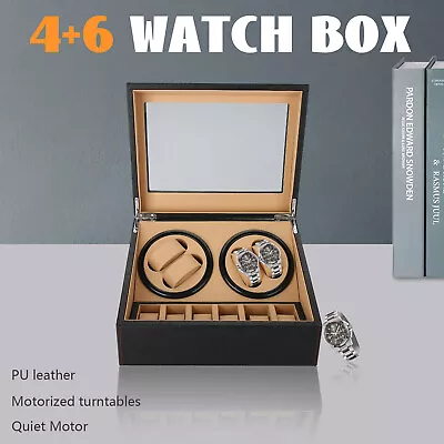 Automatic Watch Winder Box Display PU Leather Storage Case 4+6 Rotation Box Gift • $59.85