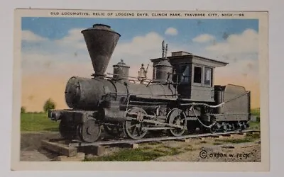 Old Locomotive Relic Of Logging Days Traverse City Michigan UNP Postcard • $4.99